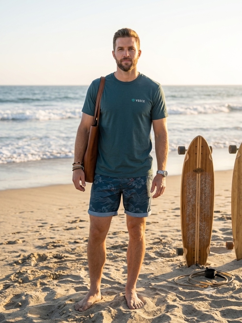 Veece Split Stripe Surf Beach Costal BKE t-shirt Navy size large